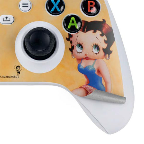 Betty Boop With Puppy Orange Background Xbox Series S Controller Skin