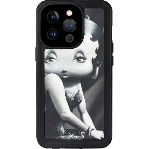 Betty Boop Black and White iPhone 14 Pro Waterproof Case