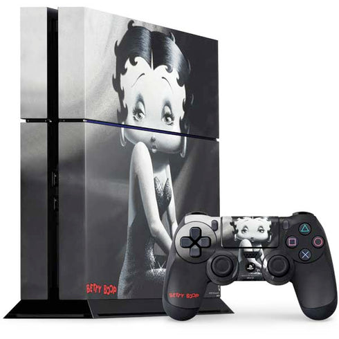 Betty Boop Black and White PS4 Console and Controller Bundle Skin