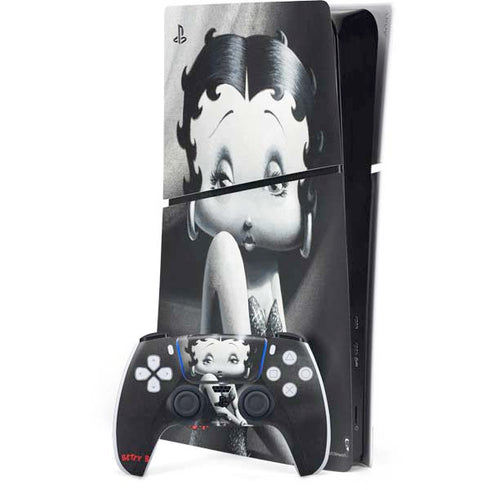 Betty Boop Black and White PS5 Slim Digital Edition Bundle Skin