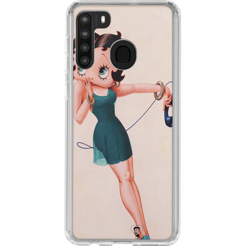 Betty Boop On the Phone Galaxy A21 Clear Case