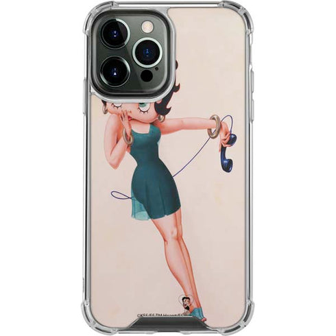 Betty Boop On the Phone iPhone 15 Pro Max Clear Case