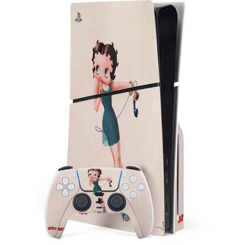 Betty Boop On the Phone PS5 Slim Disk Bundle Skin