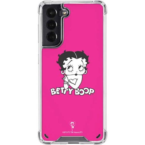 Betty Boop Pink Background Galaxy S21 5G Clear Case