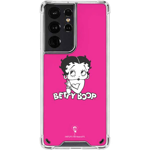 Betty Boop Pink Background Galaxy S21 Ultra 5G Clear Case