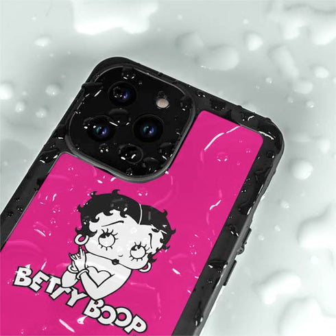 Betty Boop Pink Background iPhone 14 Pro Max Waterproof Case