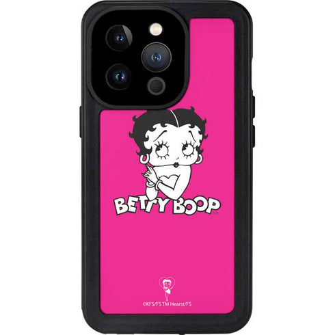 Betty Boop Pink Background iPhone 14 Pro Waterproof Case
