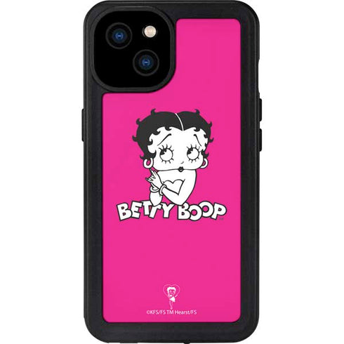 Betty Boop Pink Background iPhone 15 Plus Waterproof Case