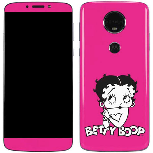 Betty Boop Pink Background Moto E5 Plus Skin