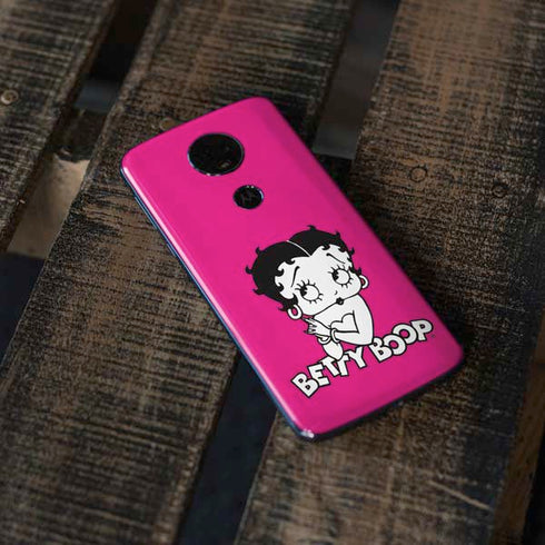 Betty Boop Pink Background Moto E5 Plus Skin