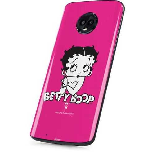 Betty Boop Pink Background Moto G6 Skin