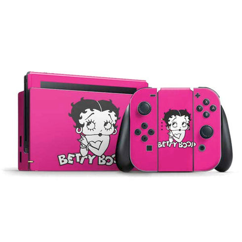Betty Boop Pink Background Nintendo Switch Bundle Skin