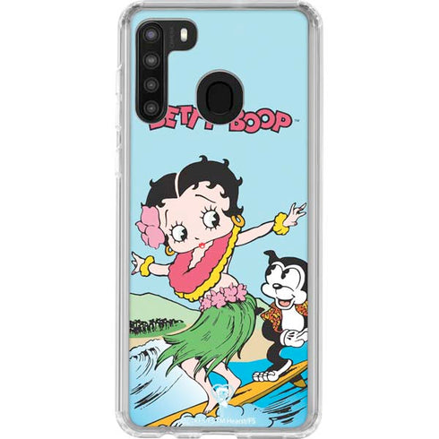 Betty Boop Surfing Galaxy A21 Clear Case