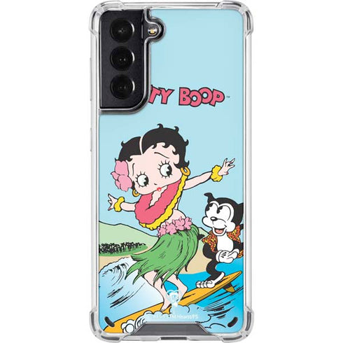 Betty Boop Surfing Galaxy S21 5G Clear Case