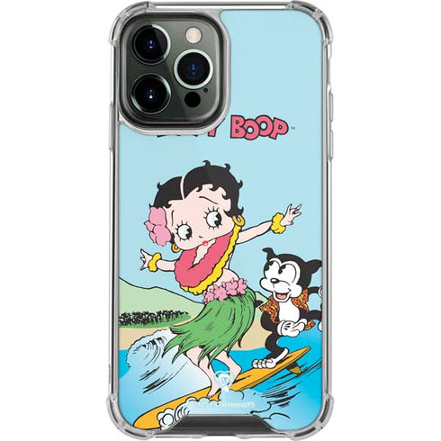 Betty Boop Surfing iPhone 14 Pro Max Clear Case