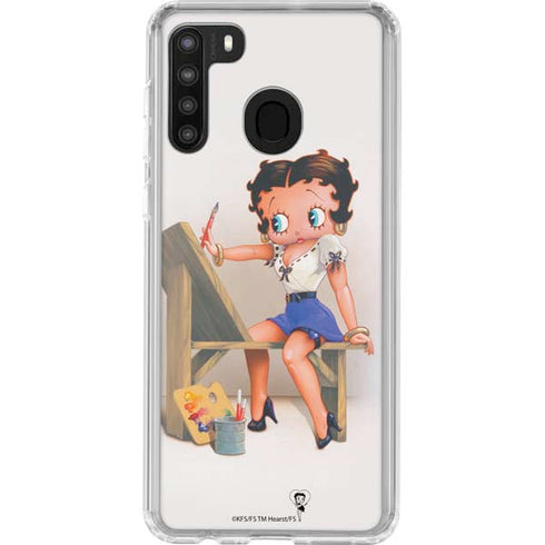 Betty Boop The Artist Galaxy A21 Clear Case