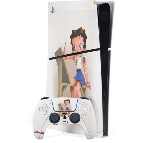 Betty Boop The Artist PS5 Slim Digital Edition Bundle Skin