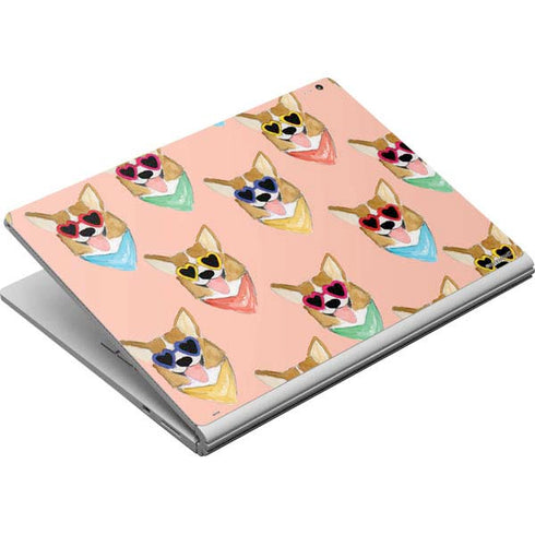 Bouffants and Broken Hearts Corgi Love Surface Book Skin