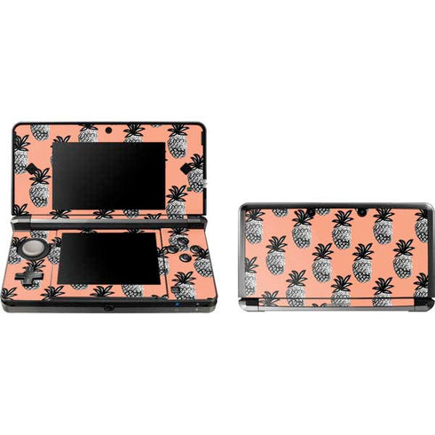 Bouffants and Broken Hearts Gray Scale Pineapple 3DS (2011) Skin