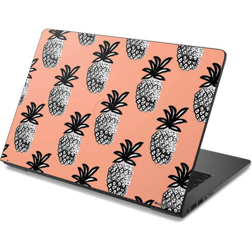 Bouffants and Broken Hearts Gray Scale Pineapple Dell Chromebook Skin