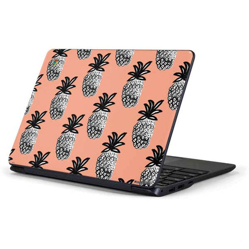 Bouffants and Broken Hearts Gray Scale Pineapple Samsung Chromebook Skin