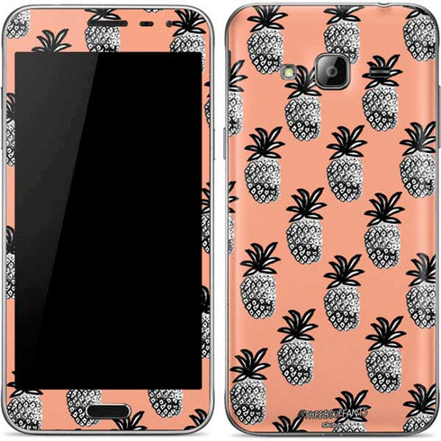 Bouffants and Broken Hearts Gray Scale Pineapple Galaxy J3 Skin