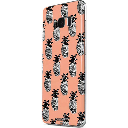 Bouffants and Broken Hearts Gray Scale Pineapple Galaxy S8 Skin