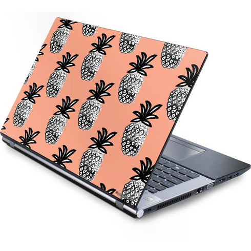 Bouffants and Broken Hearts Gray Scale Pineapple Generic Laptop Skin