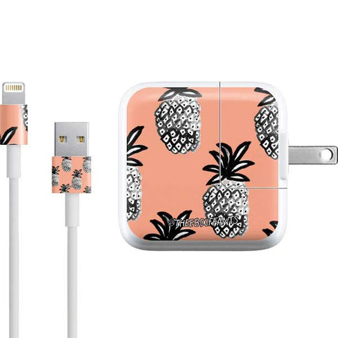 Bouffants and Broken Hearts Gray Scale Pineapple iPad Charger (10W USB) Skin