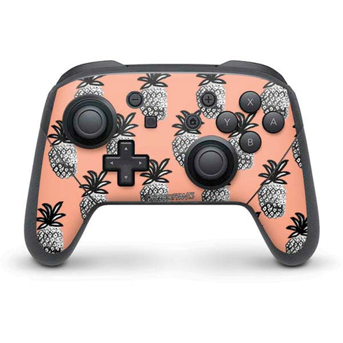 Bouffants and Broken Hearts Gray Scale Pineapple Nintendo Switch Pro Controller Skin
