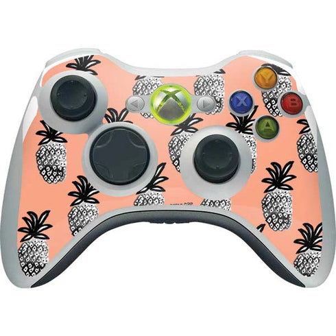 Bouffants and Broken Hearts Gray Scale Pineapple Xbox 360 Wireless Controller Skin