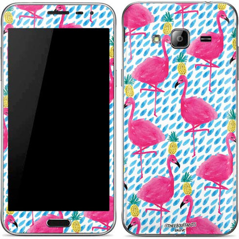Bouffants and Broken Hearts Party Flamingos Galaxy J3 Skin