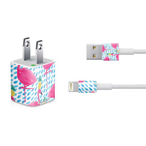 Bouffants and Broken Hearts Party Flamingos iPhone Charger (5W USB) Skin