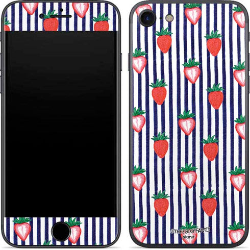 Bouffants and Broken Hearts Strawberries and Stripes iPhone 7 Skin