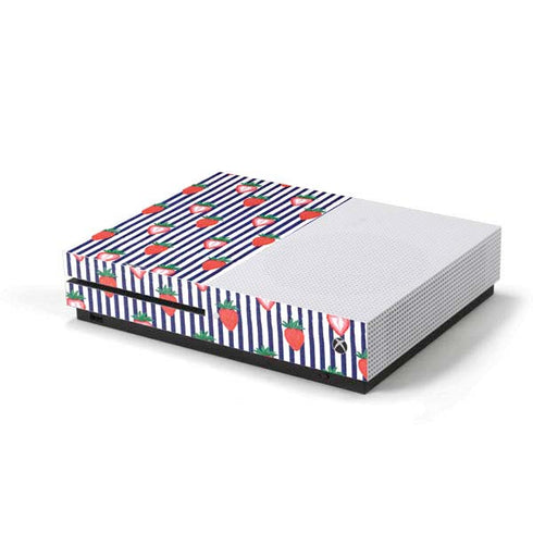 Bouffants and Broken Hearts Strawberries and Stripes Xbox One S Console Skin