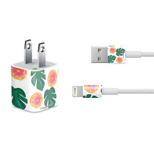 Bouffants and Broken Hearts Tropical Leaves and Citrus iPhone Charger (5W USB) Skin