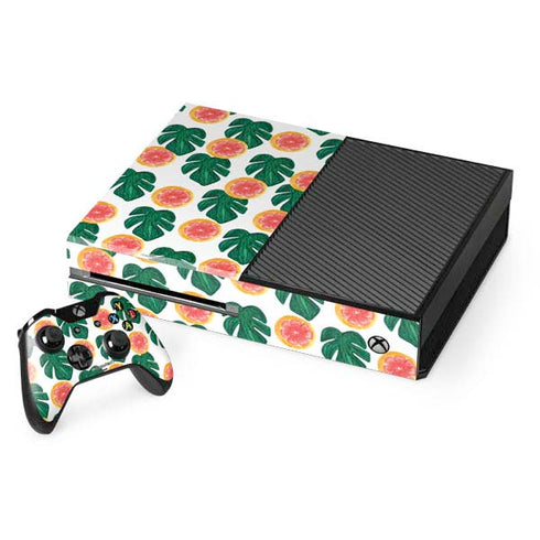 Bouffants and Broken Hearts Tropical Leaves and Citrus Xbox One Console and Controller Bundle Skin