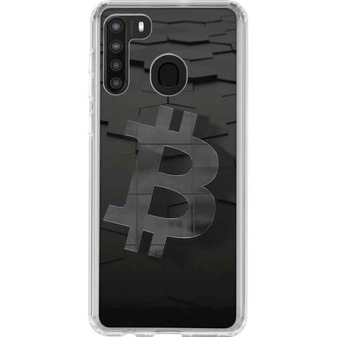 Bitcoin Textured Logo Galaxy A21 Clear Case