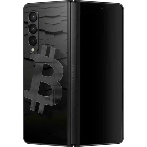 Bitcoin Textured Logo Galaxy Z Fold3 5G Skin