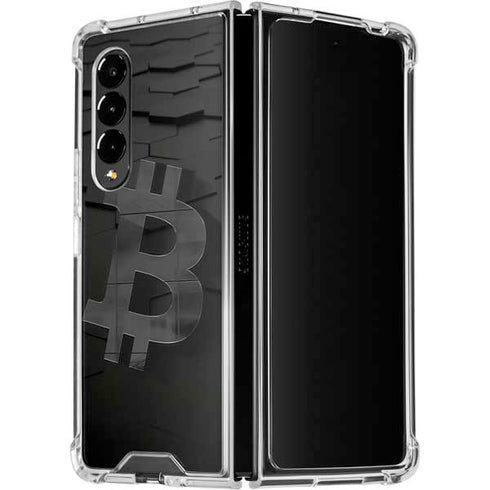 Bitcoin Textured Logo Galaxy Z Fold4 5G Clear Case