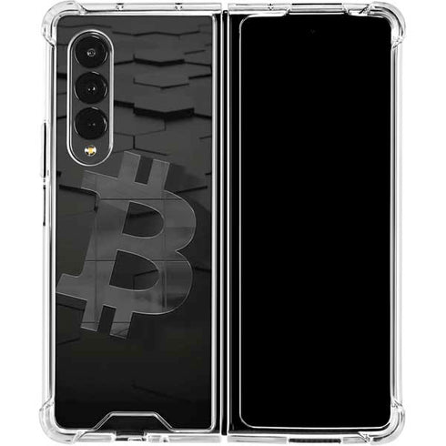 Bitcoin Textured Logo Galaxy Z Fold4 5G Clear Case