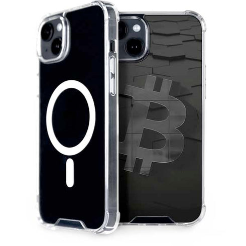 Bitcoin Textured Logo iPhone 15 Plus MagSafe Case