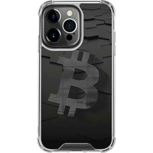 Bitcoin Textured Logo iPhone 14 Pro Clear Case