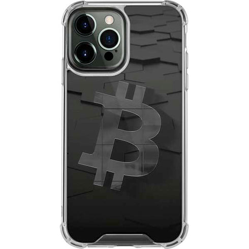Bitcoin Textured Logo iPhone 14 Pro Max Clear Case