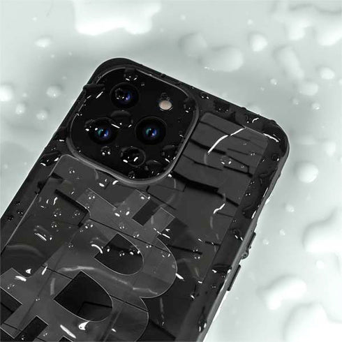 Bitcoin Textured Logo iPhone 14 Pro Waterproof Case
