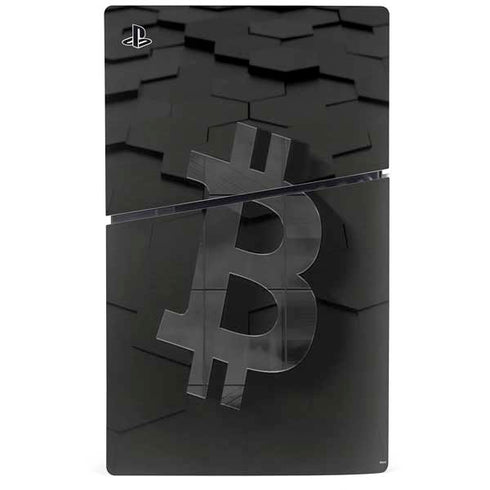 Bitcoin Textured Logo PS5 Slim Digital Edition Console Skin