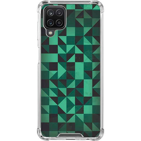 Black & Green Galaxy A12 Clear Case
