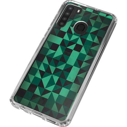 Black & Green Galaxy A21 Clear Case