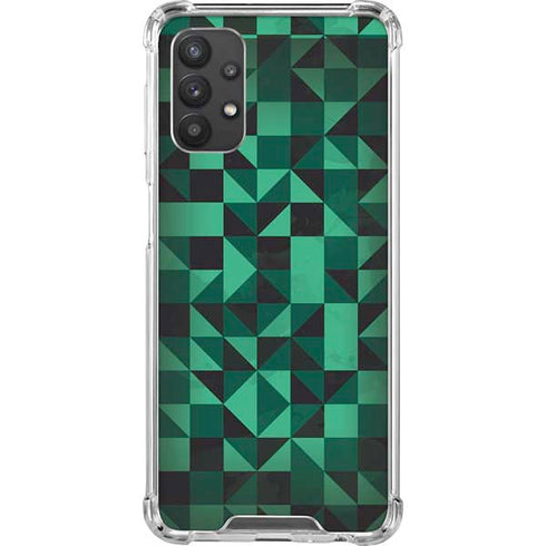 Black & Green Galaxy A32 5G Clear Case