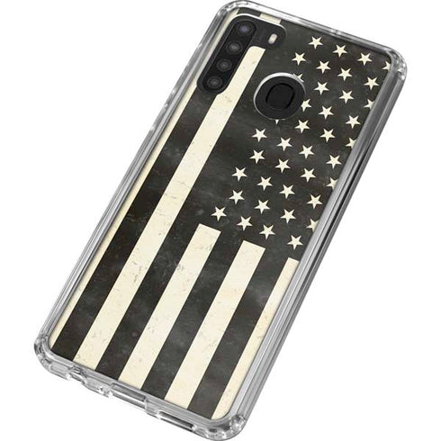 Black & White USA Flag Galaxy A21 Clear Case